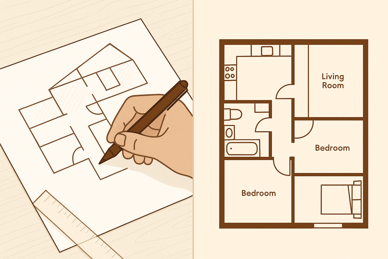 From sketch to draft floor-plan in under a minute